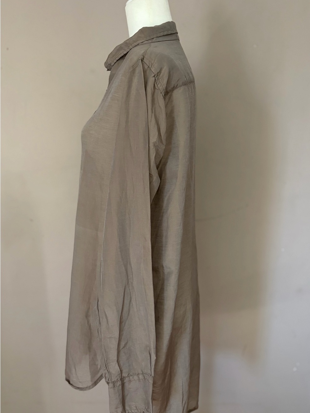 CP Shades Cotton Silk Blend Neutral Tan Button-Front Blouse Size Large - Picture 6 of 12